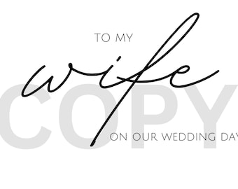 wife wedding day card, vow card, wedding day template