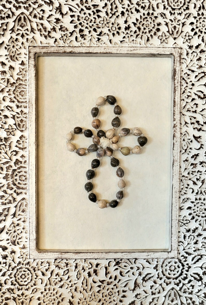 Job's Tears Cross, Beaded Cross, Christian Cross, Scripture Card ...