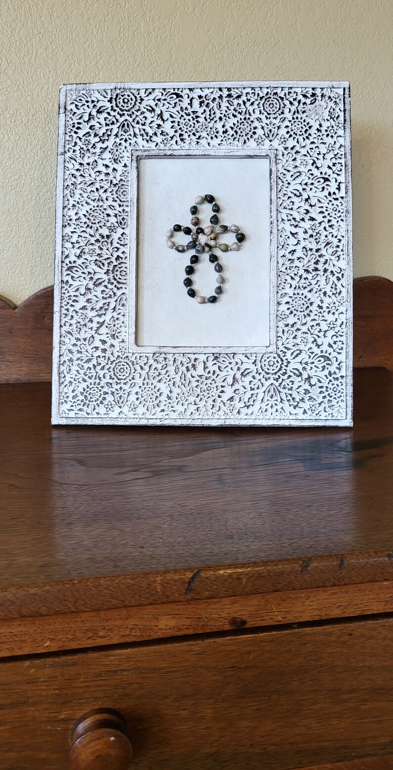 Job's Tears Cross, Beaded Cross, Christian Cross, Scripture Card ...