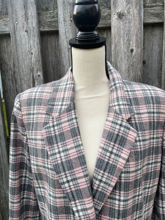 Vintage Pink and Gray Plaid Blazer by Requirements - image 1
