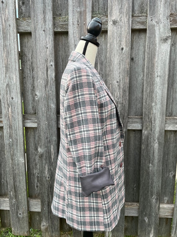 Vintage Pink and Gray Plaid Blazer by Requirements - image 3