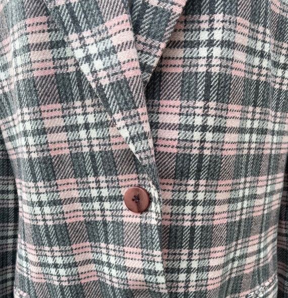 Vintage Pink and Gray Plaid Blazer by Requirements - image 7