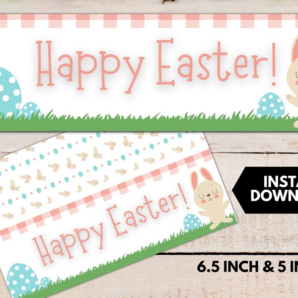 Printable Easter Treat Bag Tag, Happy Easter Bag Topper, Easter Goodie Bag, Happy Easter Tags, Easter Party Favors, Instant Download