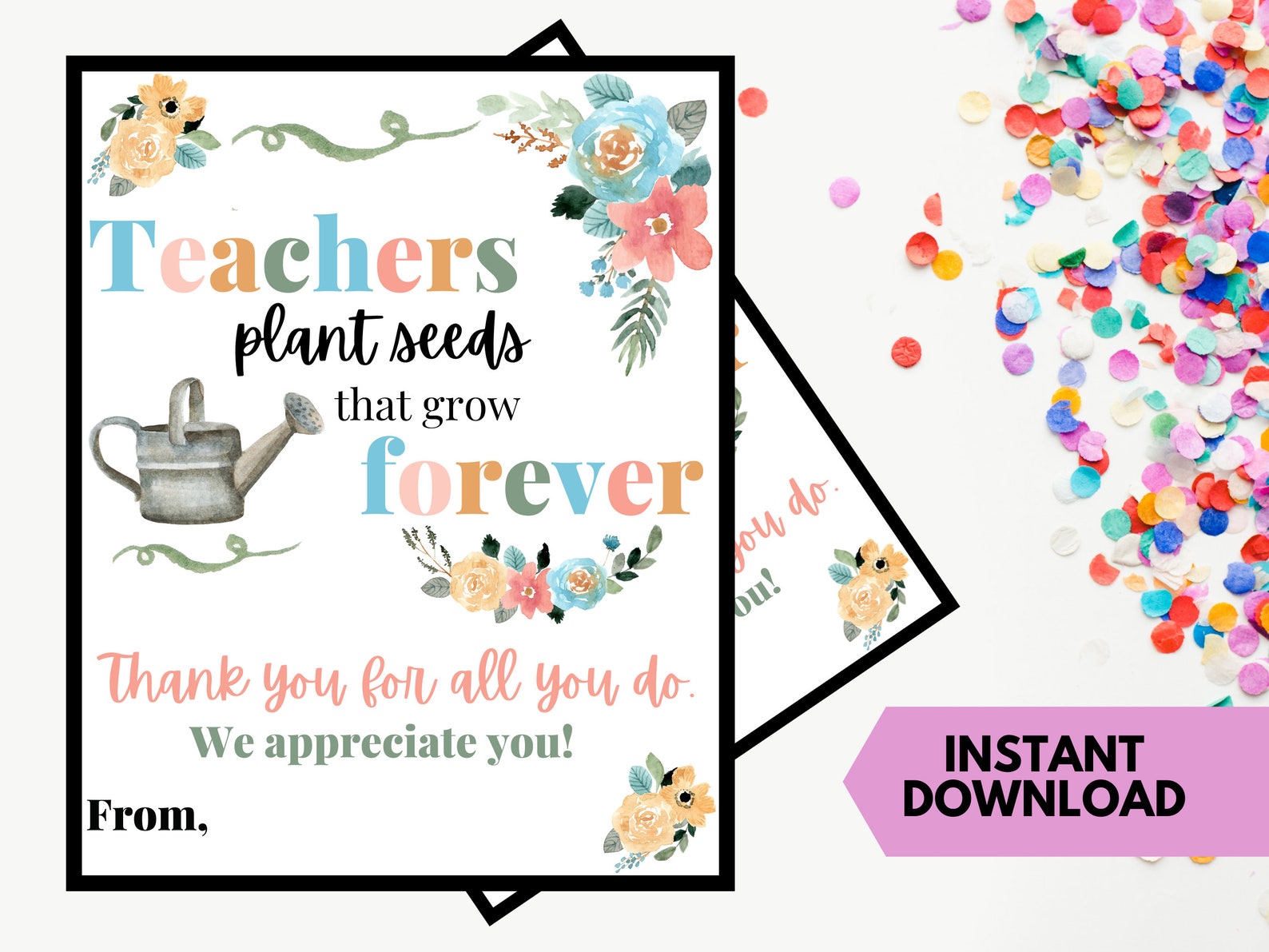Printable Teacher Appreciation Flower Gift Tag Teacher Gift Etsy