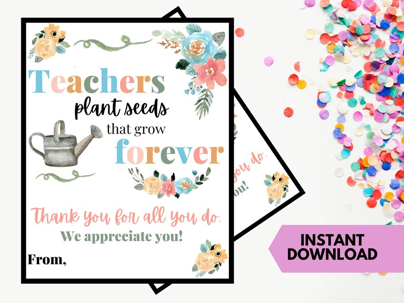 Printable Teacher Appreciation Flower Gift Tag Teacher Gift - Etsy