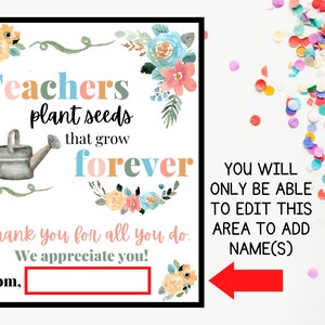 Printable Teacher Appreciation Flower Gift Tag Teacher Gift - Etsy