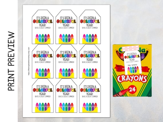Crayon Coloring Sheet - For Gift Tags and Color practice