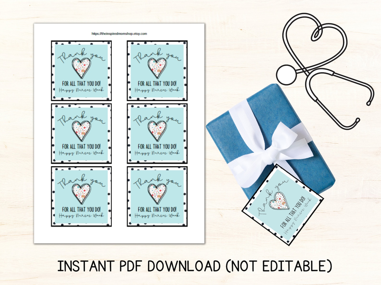 Printable Nurse Gift Tag, Nurse Appreciation Gift, Happy Nurses Week ...