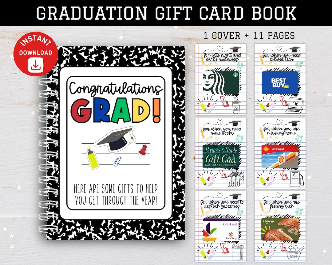 best gift cards for grads High School Graduation Gift Card Book | College Graduation Gift Card Book | Printable Gift Card Book