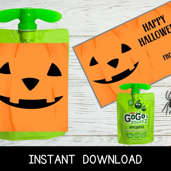 Printable Halloween Fruit Pouch Wrap, Halloween Classroom Gift, Healthy Halloween Treat, Allergy Friendly Halloween Treat, Instant Download