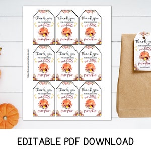 Printable Out Little Pumpkin Thank You Tags, Favor Tags, Pumpkin ...