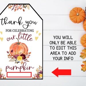 Printable Out Little Pumpkin Thank You Tags, Favor Tags, Pumpkin ...