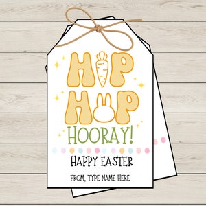 Hip Hop druckbare Ostern Tag, Hip Hop Hooray Bunny Tag, Gunst Tag, druckbare Osterkorb Tag, bearbeitbare Ostern Tag, sofortiger Download