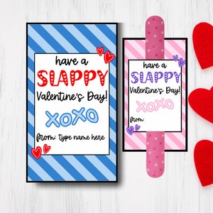 Slap Bracelet Valentine Printable Cards, Slappy Valentine&#39;s Day, Non Candy Class Valentines, Slap Bracelet Valentine Tag, Instant Download