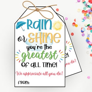 Afdrukbare leraar waardering paraplu cadeau tag, regen glans grootste aller tijden, bewerkbare leraar paraplu cadeau tag, Instant Download