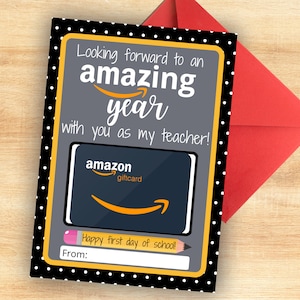 Druckbares Amazon Geschenkkartenhalter für Lehrer, Wir freuen uns auf ein tolles Jahr, Amazon Geschenk für Lehrer, Schulanfang, sofort Download