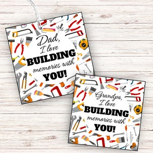 Étiquette cadeau imprimable pour la fête des pères, souvenirs de construction, étiquette cadeau outils de construction pour papa ou grand-père, idée cadeau fête des pères, téléchargement immédiat