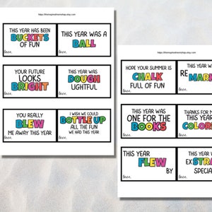 Printable End of School Year Beach Bucket Gift Tags, Bucket Filler ...