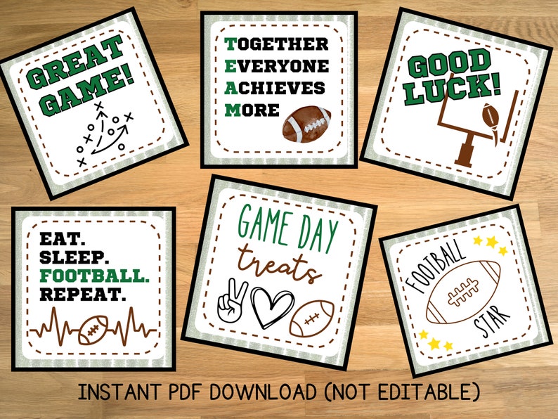 Printable Football Treat Tags Game Day Treats Team Snacks Etsy