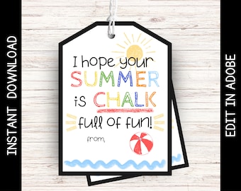 End of Year Chalk Gift Tag: Summer Fun Printable (Digital Download)