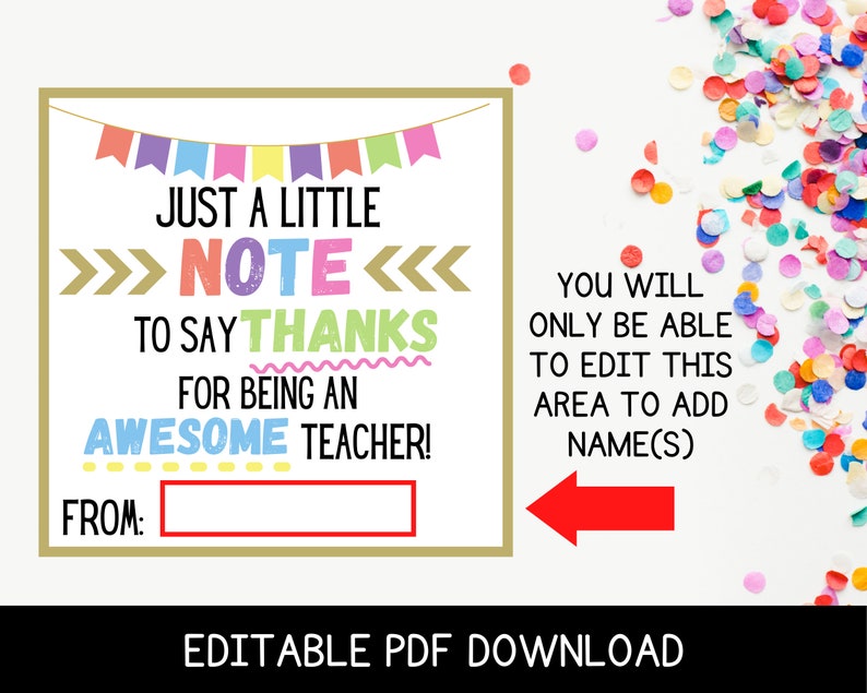 Sticky Note Appreciation Printable Teacher Appreciation Sticky Note Gift Tag (editable PDF) - Etsy
