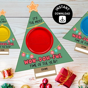 Druckbarer Weihnachtsbaum Play-Doh Geschenkanhänger für Kinder, die meist gewonnene Zeit des Jahres, Studentengeschenk, Klassenzimmergeschenk, Sofortiger Download