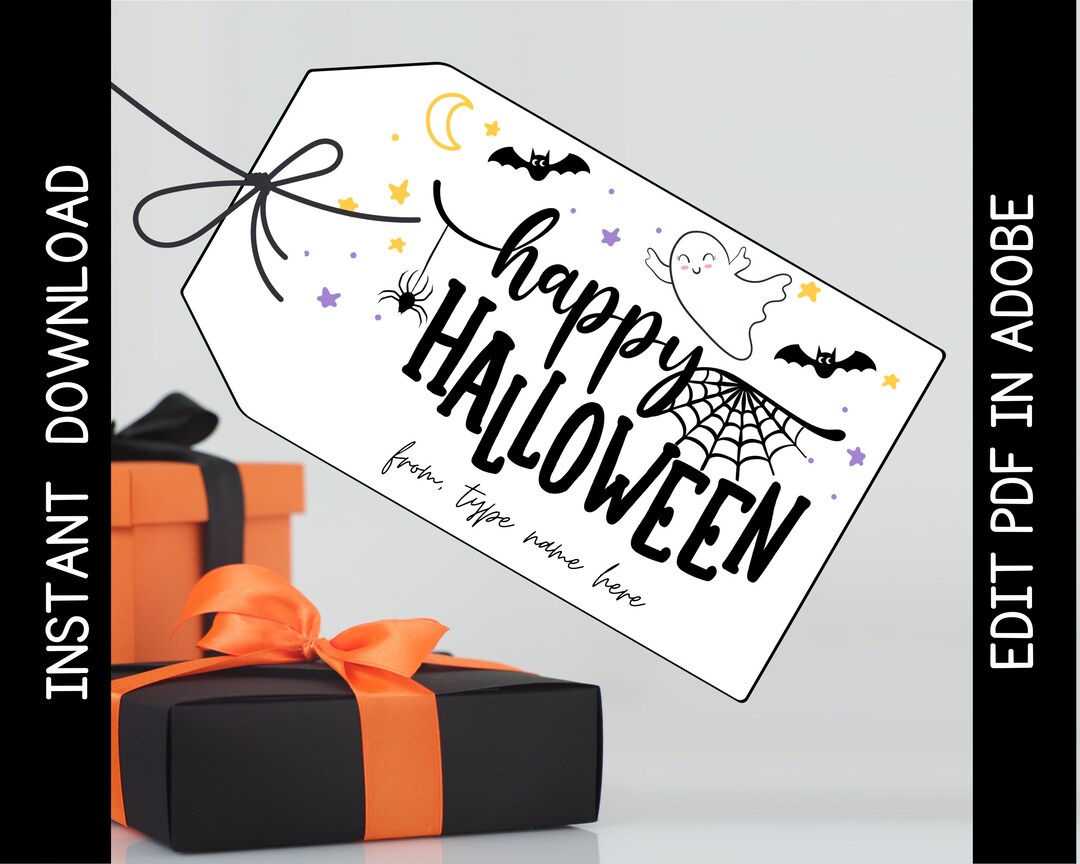 Printable Happy Halloween Gift Tag, Halloween Party Favor Gift Tag