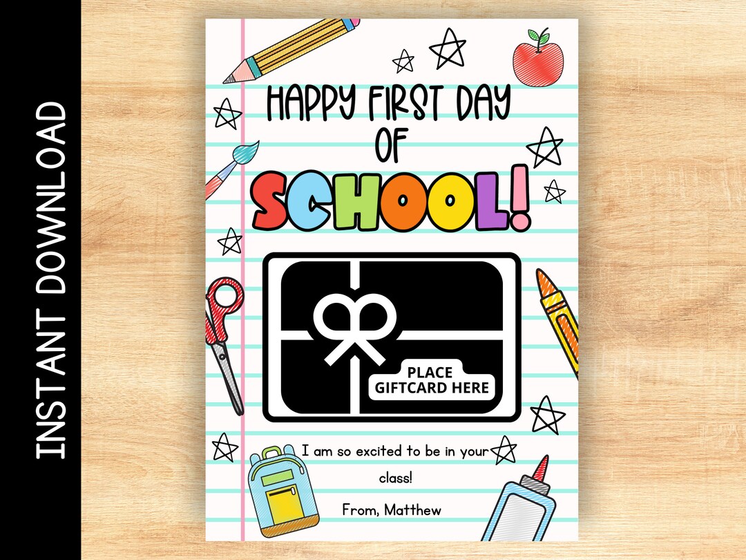 Printable Teacher Gift Card Holder for First Day of School, Back to ...