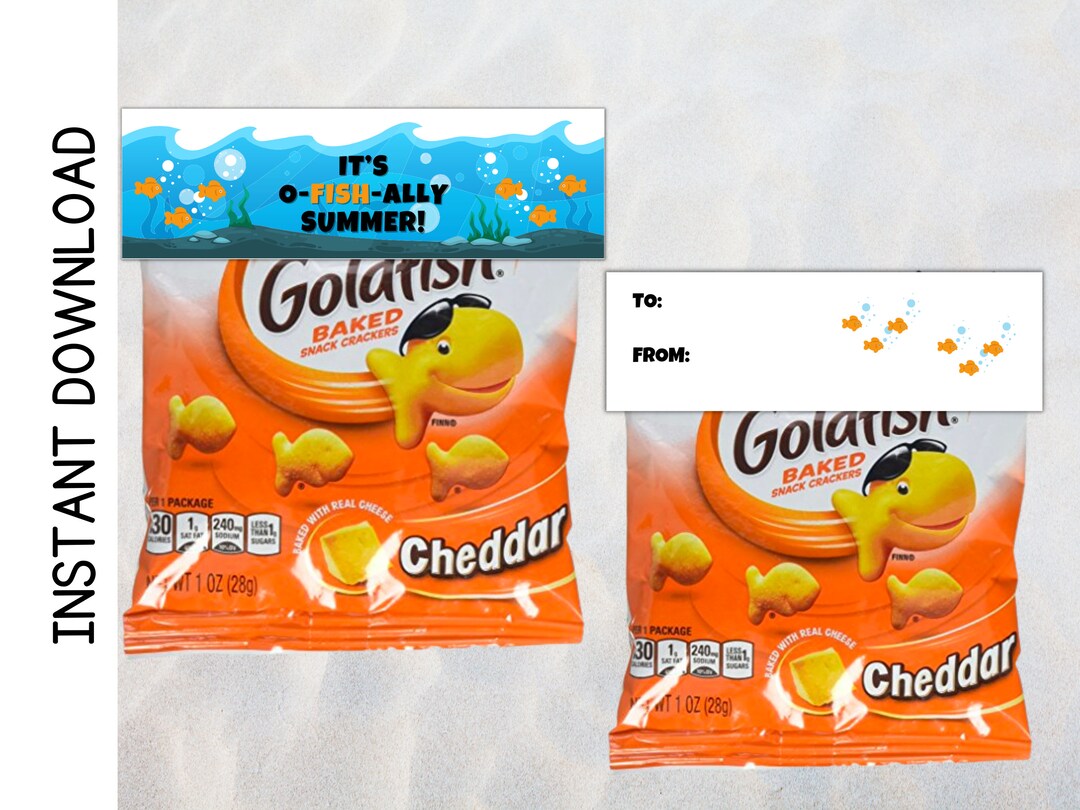 Printable End of the School Year Goldfish Treat Bag Tags, Goldfish Bag ...