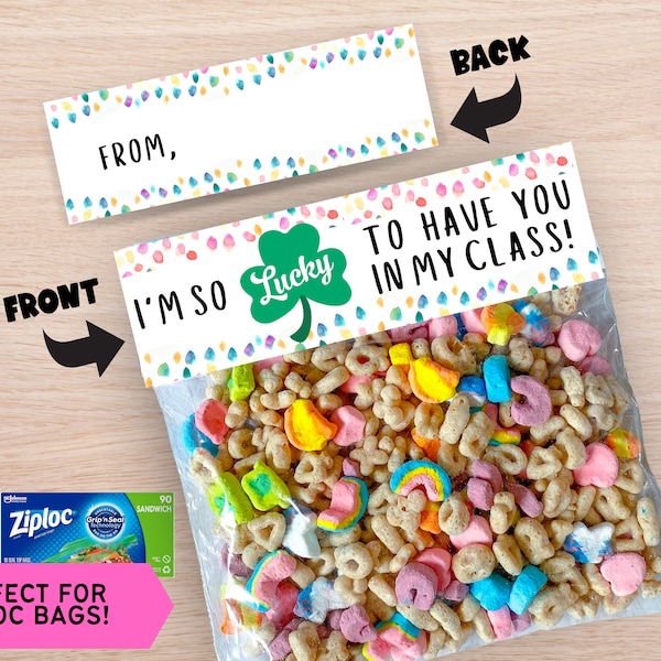 St. Patrick's Day Printable Class Treat Bag Topper, Lucky To Have You in My Class, St. Patrick's Day Class Gift Idea, Instant Download