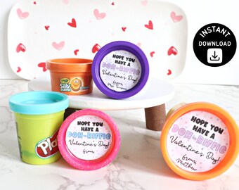Playdoh Valentine Stickers: Doh-riffic Kids Classroom Gift (Digital Download)