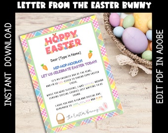 Personalized Easter Bunny Letter: Editable PDF for Kids (Instant Download)