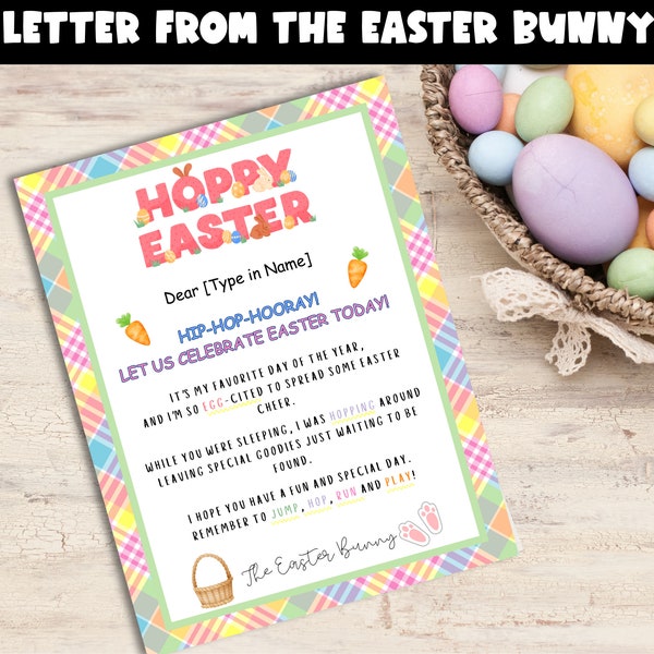 Printable Letter from the Easter Bunny, Personalized Letter for Kids from the Easter Bunny, Note from the Easter Bunny, Instant Download