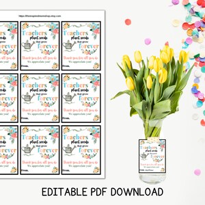 Printable Teacher Appreciation Flower Gift Tag Teacher Gift - Etsy