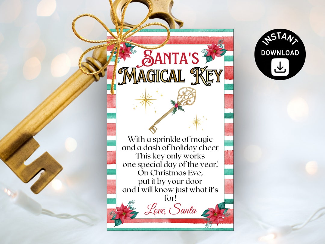 Printable Tag for Santa's Magical Key, No Chimney Holiday Tradition ...