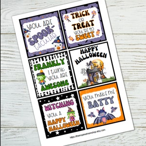 Printable Halloween Gift Tags, October Treat Tags, Bats, Witches, Frankenstein, Ghost, Trick or Treat, Halloween Tags, Instant Download