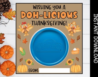 Printable Thanksgiving Play-Doh Tag: Editable Student Gift (Digital Download)
