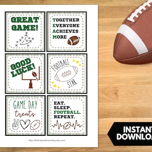 Printable Football Treat Tags, Game Day Treats, Team Snacks, Game Day Tags, Football Team Tags, Great Game, Good Luck, Instant Download