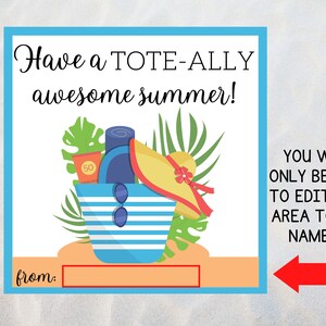 Printable Tote Bag Gift Tag for Teacher Summer Teacher Gift - Etsy