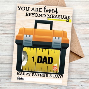Druckbare Geschenk Kartenhalter zum Vatertag, geliebt über Maß, Werkzeugkasten-Geschenk-Kartenhalter für Papa, Geschenkidee zum Vatertag, Sofort Download