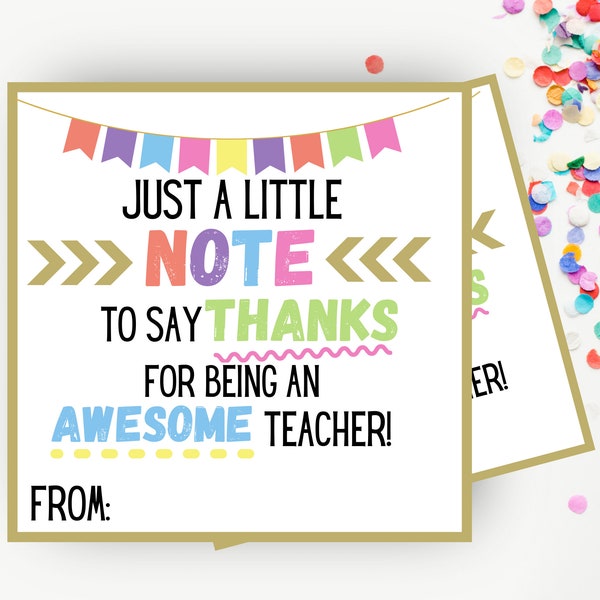 Printable Teacher Appreciation Sticky Notes Gift Tag, Teacher Gift, Note to Say Thanks, Sticky Notes Gift Idea, Editable Instant Download