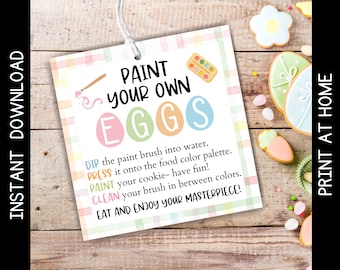 Printable PYO Easter Egg Cookie Tag: Pastel Gift Tag (Instant Download)