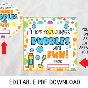 Printable End of the School Year Bubbles Gift Tag Hope Your - Etsy