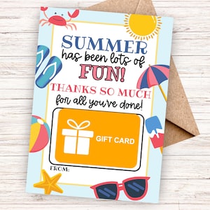 Printable Camp Counselor Gift Card Holder, End of Summer Camp, Camp Counselor Gift. Camp Teacher Thank You Card, Editable Instant Download