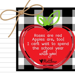 Printable Apple Gift Tag for Back to School First Day of - Etsy