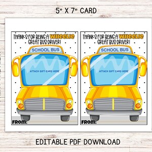 Printable Bus Driver Gift Card Holder, Bus Driver Appreciation, Wheelie ...