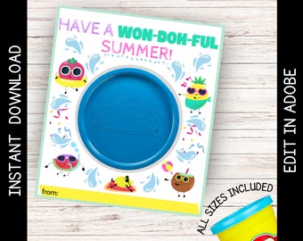 Play-Doh Gift Tag: End of School Year, Won-Doh-Ful Summer (Instant Download)