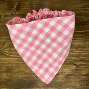 Pink Gingham Scrunchie Bandana | Valentines Scrunchie Bandana