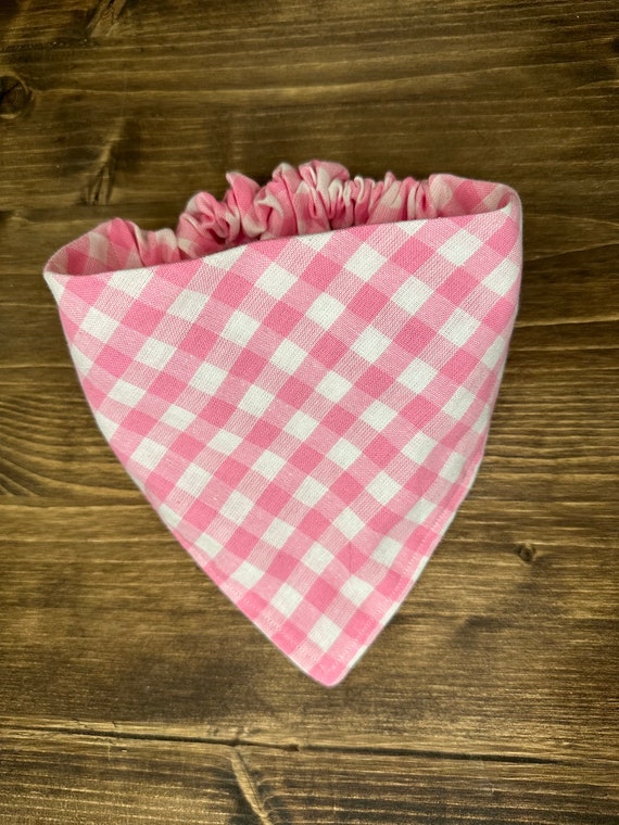 Pink Gingham Scrunchie Bandana | Valentines Scrunchie Bandana