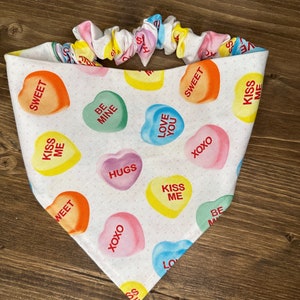 Candy Hearts Scrunchie Bandana | Valentines Scrunchie Bandana